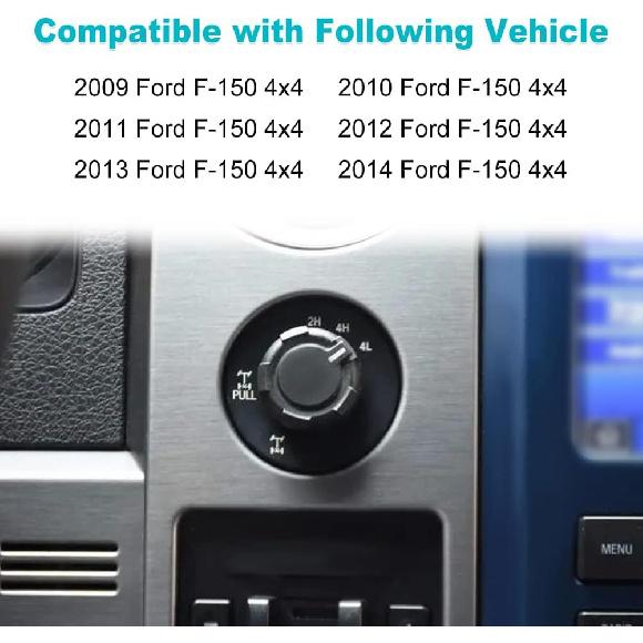 4WD Switch 4x4 E-Locker Override Control Switch Knob Compatible with 2009-2014 Ford F150 Replacement for AL3Z-14B166-BA AL3Z14B166BA 4 Wheel Drive