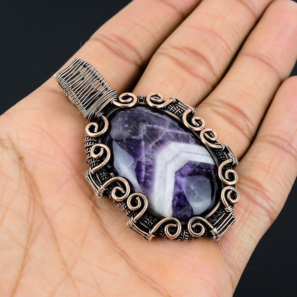 Sage Amethyst  Pendant, Gemstone 999 Copper Wire Wrapped Jewelry Pendant, Handmade Jewelry Birthstone Pendant, Gift For Him
