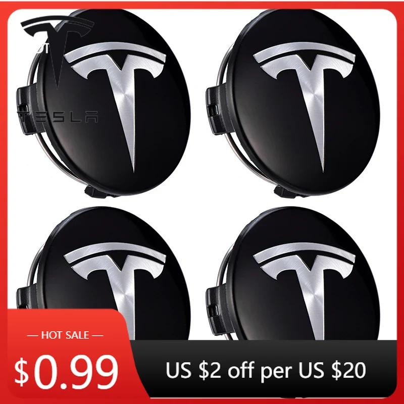 Samolepka na auto Tesla Auto 56mm Černá Stříbrná Krytky středů kol auta Ráfky Kryt náboje Logo Pro Tesla Model 3 Y X S Pokličky kol Auto Příslušenství
