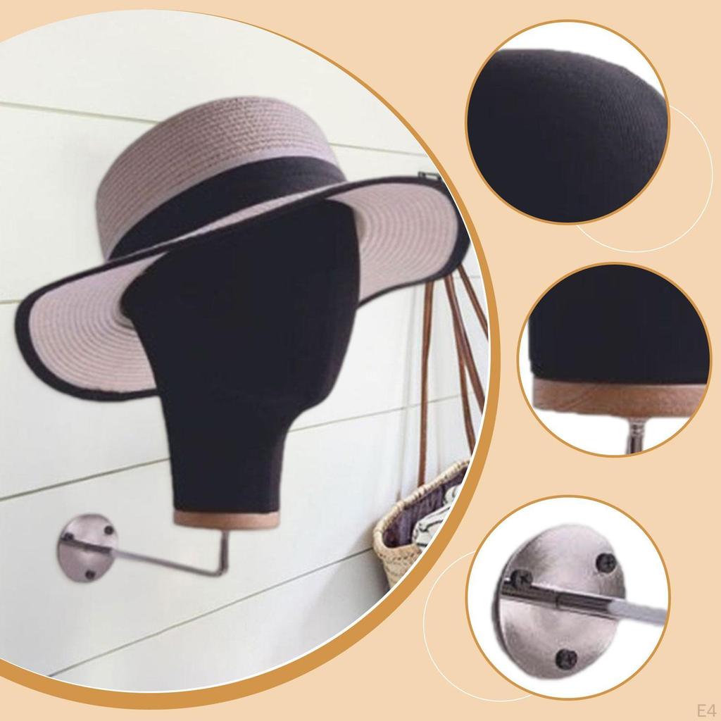 Mannequin Head Hat Display Stand Rack Woman for Hairpieces Elegant Manikin Wall Mounted