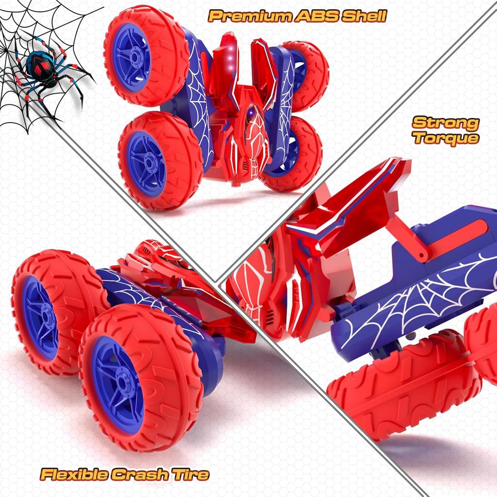 Remote Control Stunt Car For Boys 4-7, 360 Degree Spinning RC Car With 2 Batteries And LED Lights, Birthday Gift For Kids Ages 4-12