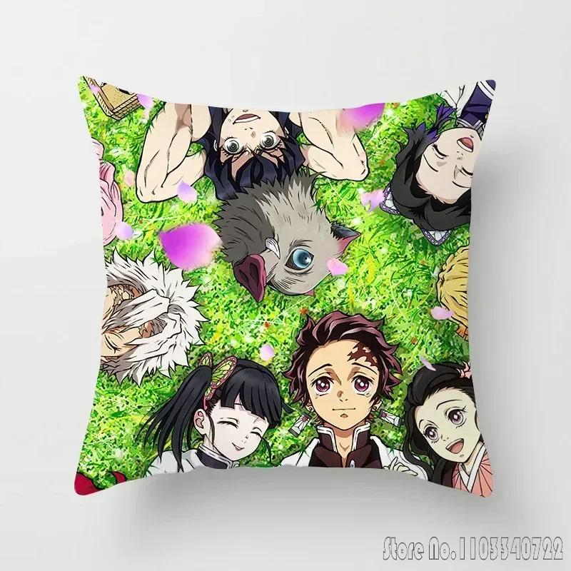 

Anime Demon Slayer Kimetsu no Yaiba Cushion Cover Plush Pillowcase Pillow Case Shams Party Sofa Home Decor 45x45cm Kids Gift 45x45cm