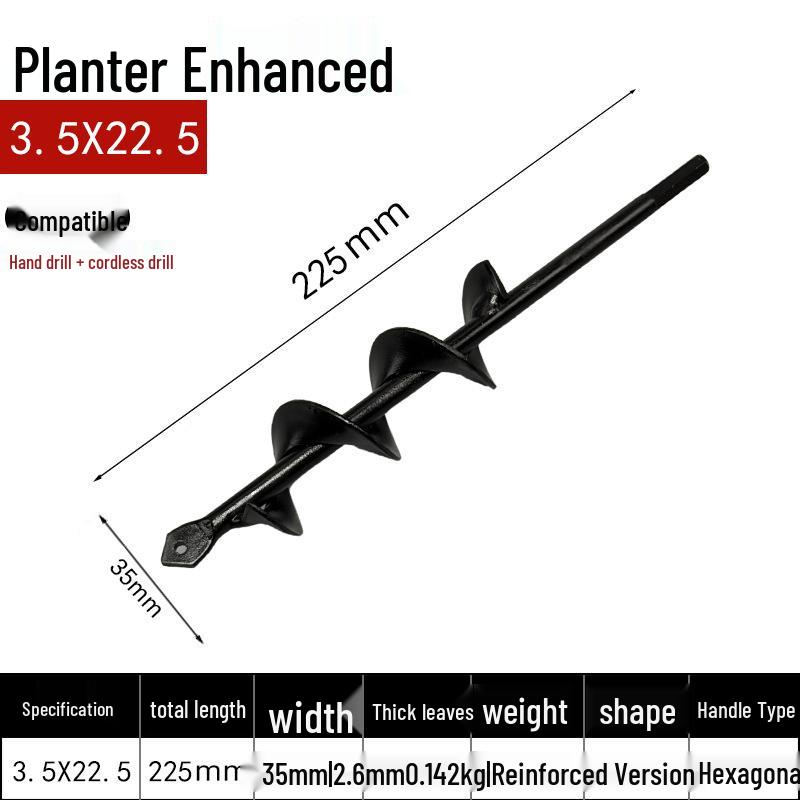 Spiral Rod Hand Drill for Planting Seeds, Flowers, Vegetables, In Greenhouse with Electric Drill and Flashlight.