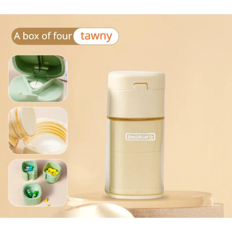 1PCS Creative Multi-functional Pill Box Portable Dispenser Home Mini Portable Pill Box 5-in-1 Manual Pill Grinder Storage Box