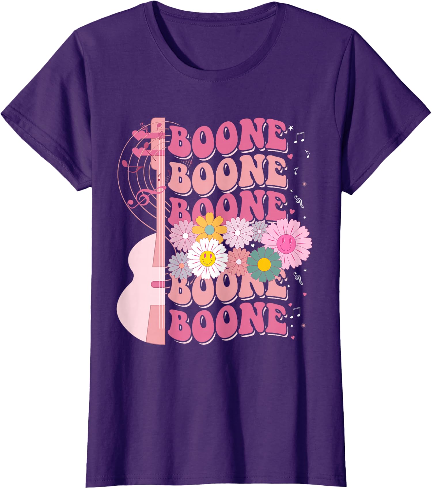 Boone Groovy Flower First Name Personalized 80 s Ladies  Crewneck T-Shirt Unisex T-Shirt L