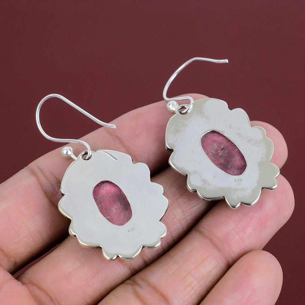 Thulite Earring 925 Sterling Silver Earring Amazing Jewelry Genuine Gemstone Earring Handmade Thulite Jewelry Gifts For Women Unique Earring