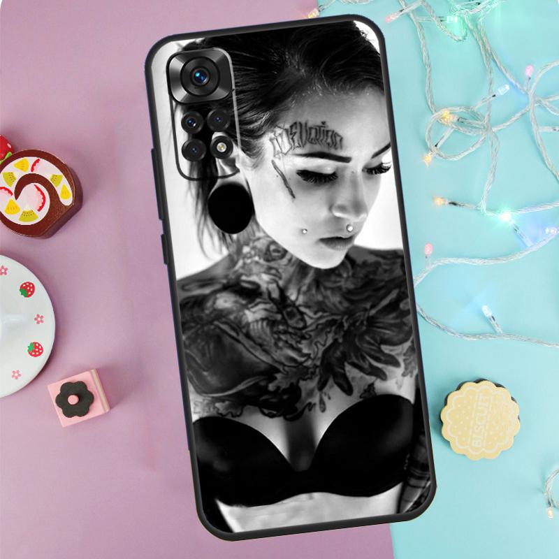 Sexy Sleeve Tattoo Girl Case For Xiaomi Redmi Note 13 Pro 14 9 10 11 12 9S 10S 11S 12S Redmi 14C 10C 12C 13C Cover