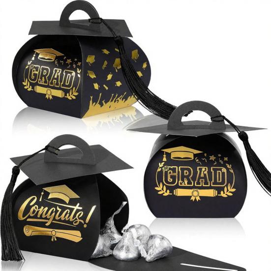 Graduation Cap Gift Boxes Class of 2026 Candy Treat Chocolate Box with Tassel Grad Party Table Centerpiece for Ceremony Graduation Party Favors