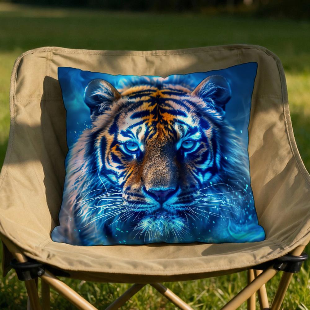 Tiger Animal Print Cushion Cover Soft Reversible  Durable Pillow Cover  MultiScene Use for Home  Car Daily Comfort