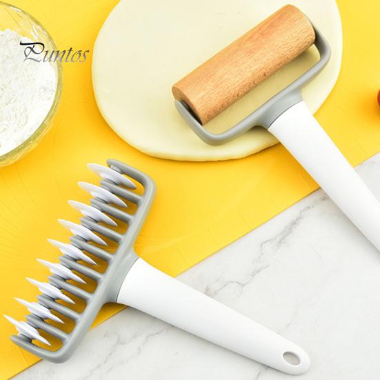 Multifunction 1 Set Pizza Dough Roller Cutter Baking Tool PP Lace Flat Rolling Pin Punch for Restaurant