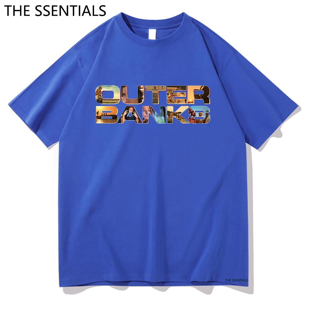 Letter Print Outer Banks T Shirt Unisex  Harajuku Aesthetic Graphic Pogue Life Tshirts Unisex John B JJ Maybank Cotton Tees Shirts