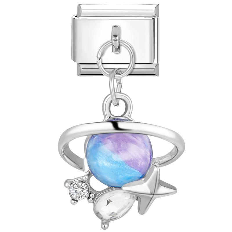 Blue Night Starry Sky Moon Star Cats Dog Heart Butterfly Italian Charm Links Fit 9mm Stainless Steel Bracelet Women DIY Making