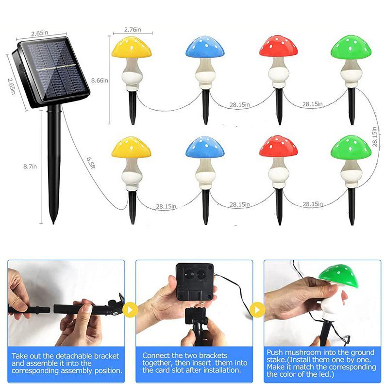 Outdoor Solar LED Mushroom String Lights - Garden Decorative Lamps
