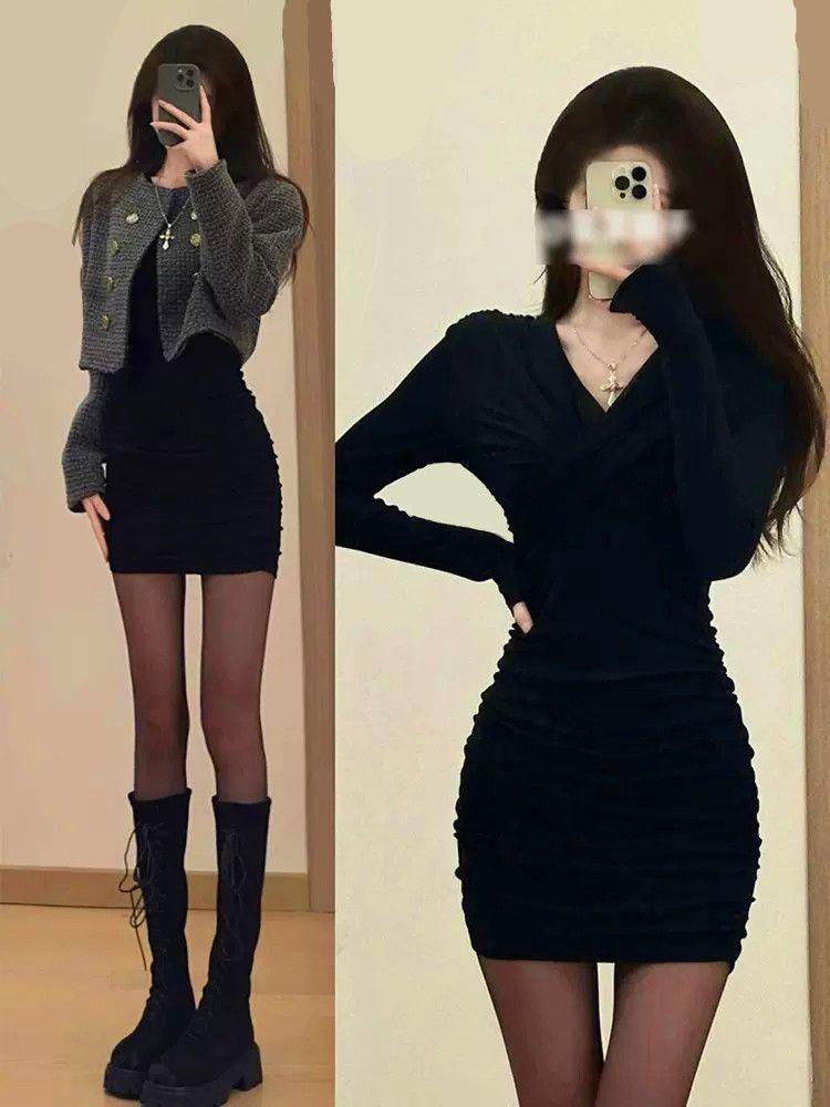 Sexy dress spring new stepmother hip skirt female spice girl royal sister black suit tight inside skirt