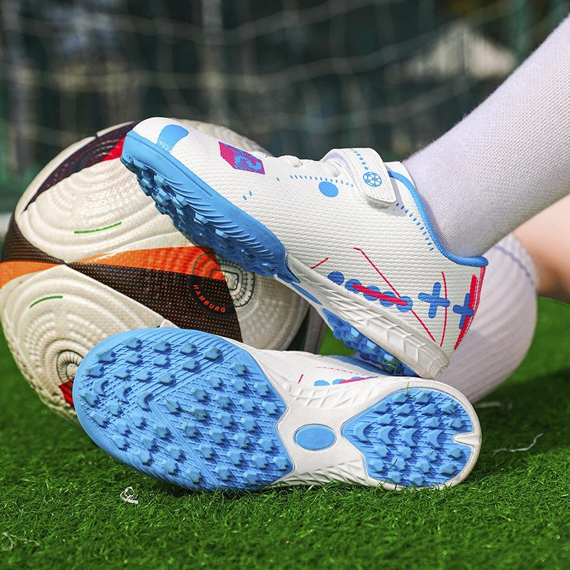 Children's football shoes Velcro boys and girls elementary school students artificial turf non-slip training shoes