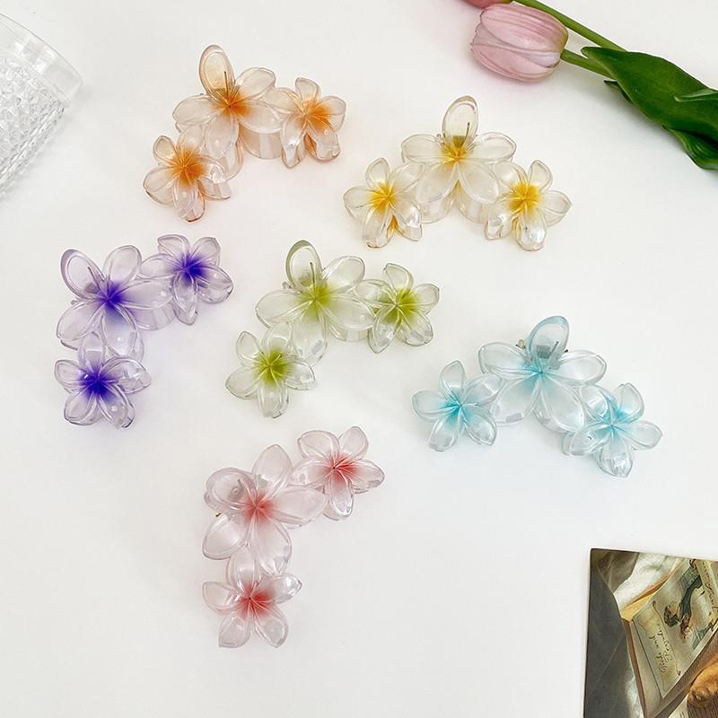 Fashion Gradient Egg Flower Hair Claws Clip Women Sweet Acrylic Hairpins Summer Beach Hawaiian Headwear Girls Hair Accessories