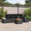 6 Piece Garden Sofa Set with Cushions Black Poly Rattan