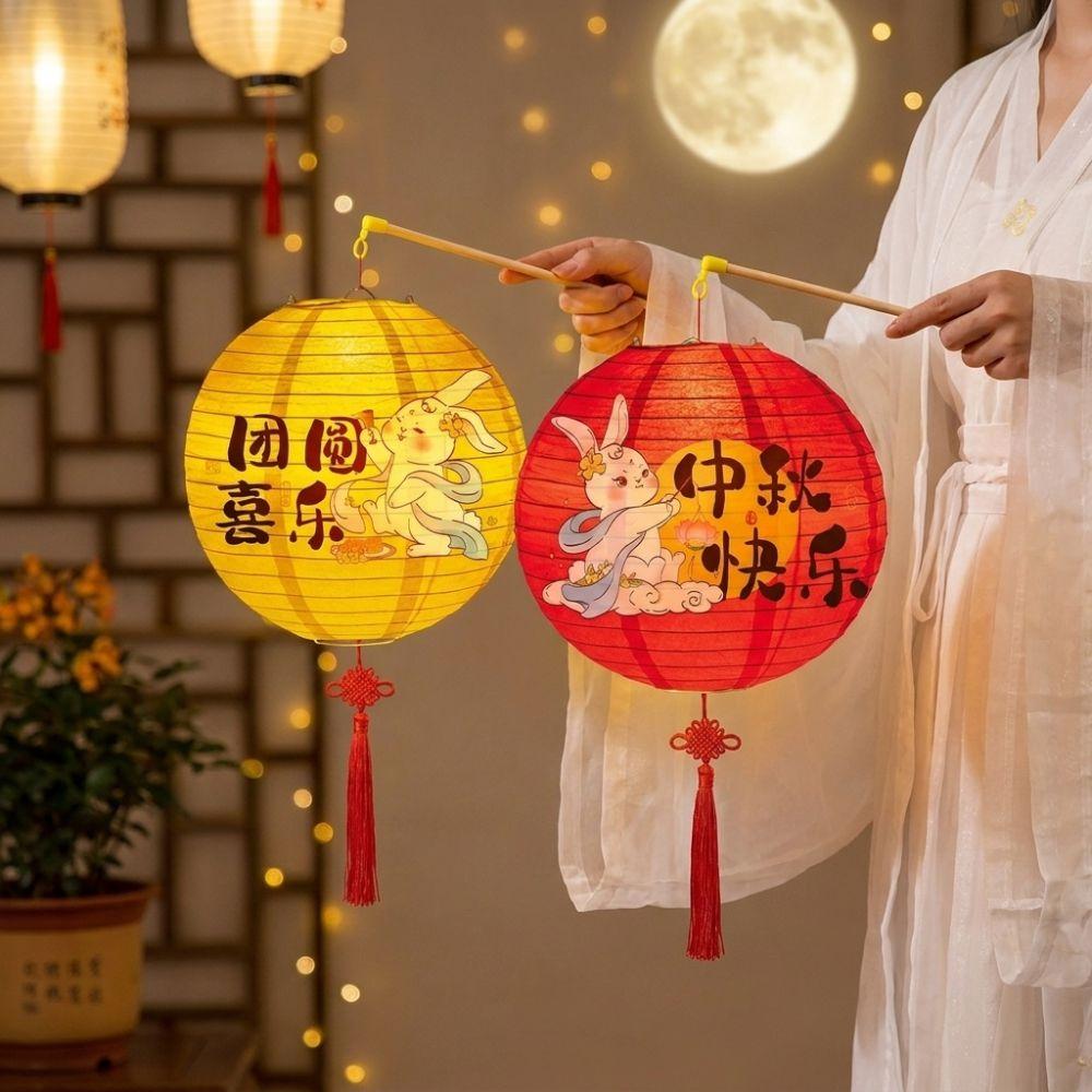 Folding Mid-Autumn Paper Lanterns Luminous Glowing Festival Lights  Kindergarten Use