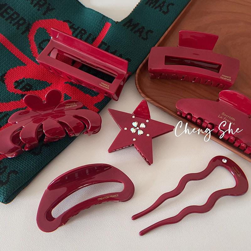 Red Series Hair Accessories: Multi-Style BB Clips & Festive Hairband for Women