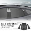 PC B Pillar Window Post Trim Sticker Glossy Black Carbon Fiber Texture For Kia Sportage 2026-2027 Universal LHD RHD Car