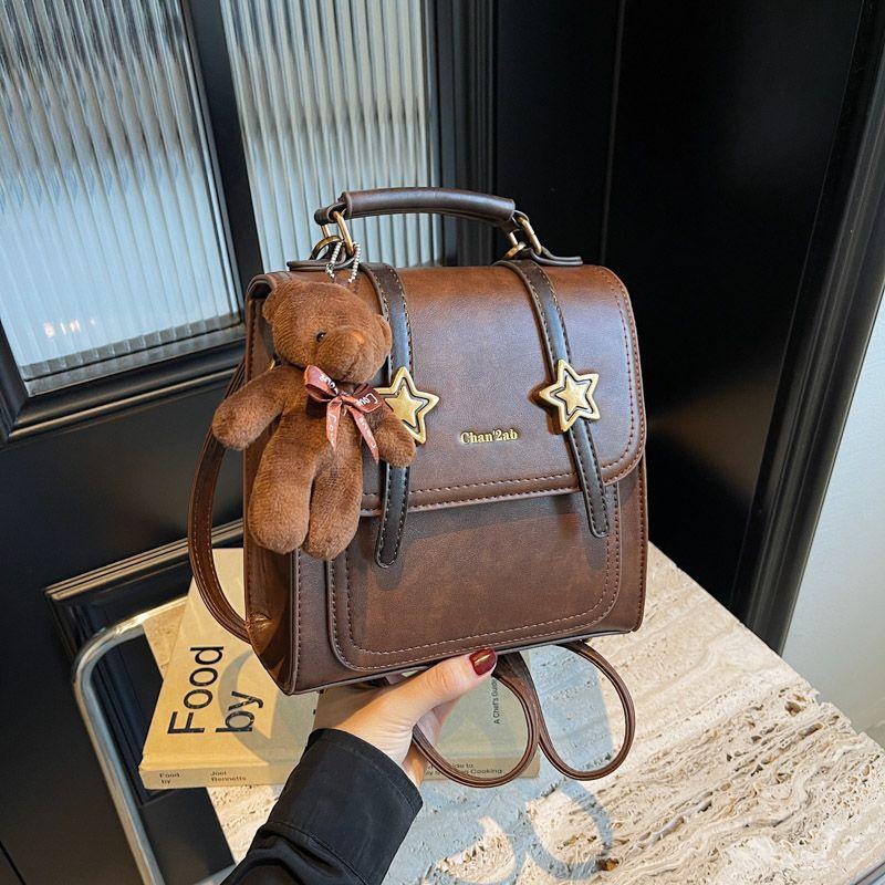

Oil Wax Leather Retro Small Bags Women s 2025 Fall and Winter New Crossbody Bag Texture Work Clothing Student Backpack Backpack Brown with pendant