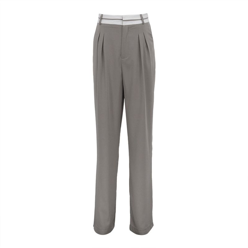 Fashion Solid Color Fashion Slimming Casual Pants Mop Suit Pants High Waist Casual Trousers
