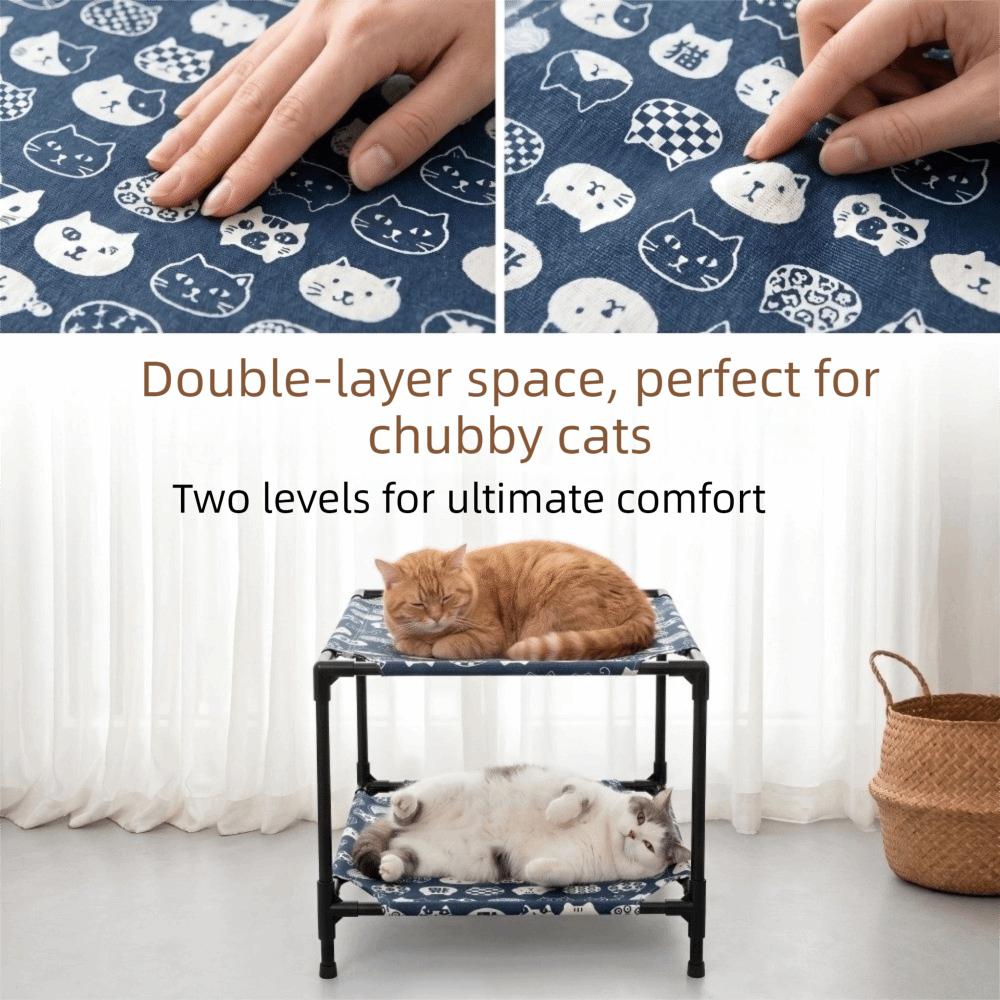 Moisture-Proof Pet Camp Bed Double Layer Cat Sleeping Bed Elevated Pet Bed Four Seasons