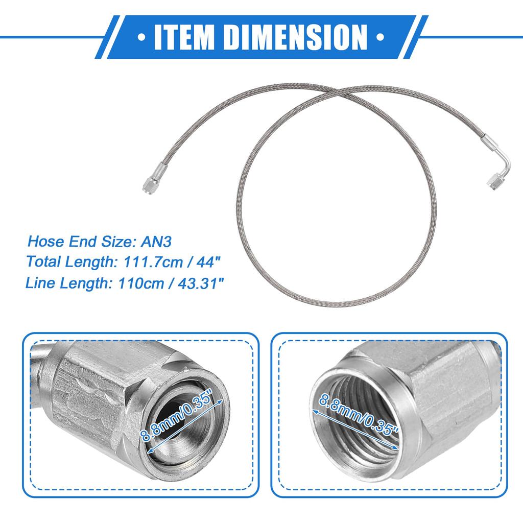 A ABSOPRO AN3 Braided Steel Turbo Refueling Line 90 Degree-Straight
