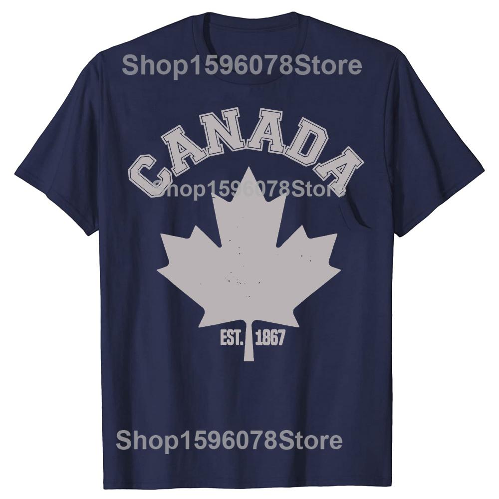 Lustiges Kanada EST 1867 Ahornblatt Flagge Liebe Grafik T-Shirt Herren Damen Hip Hop Übergroßes T-Shirt 100% Baumwolle Komfort T-Shirts