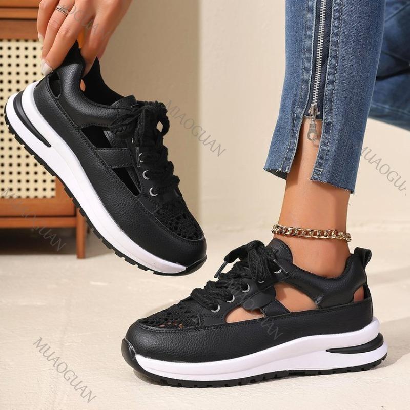 Fashion Women Summer Hollow Sneakers Casual Breathable Mesh Thick Bottom Wedges Sandals Roman Style Platform Women's Vulcanize Shoes
