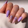 Lila Blüte tragendes Nagelstück Mandel-Fingernagel Mandel-Nagel kurz niedliches Aufkleber-Nagelstück 30 Stück