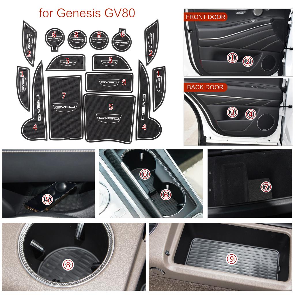 Anti-Slip Gate Slot Cup Mat for Genesis GV80 2025 2025 Interior Accessories Non-Slip Door Groove Pad Coaster