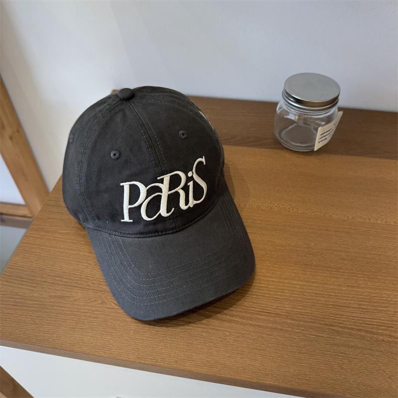Retro Baseball Cap Women's Summer Wide Brim Simple Letter Embroidered Cap