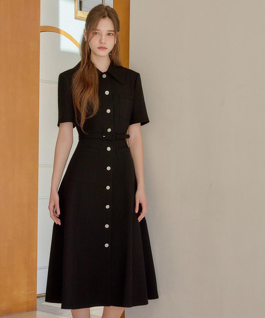 Julie And Kara 26Ss Calla133 Shebigins Maya Tweed Dress Black