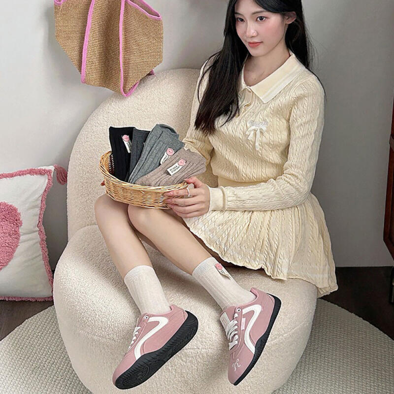 1322 Pink Button Fashion Brand Shopping Mall School Uniform Socks SOCKS