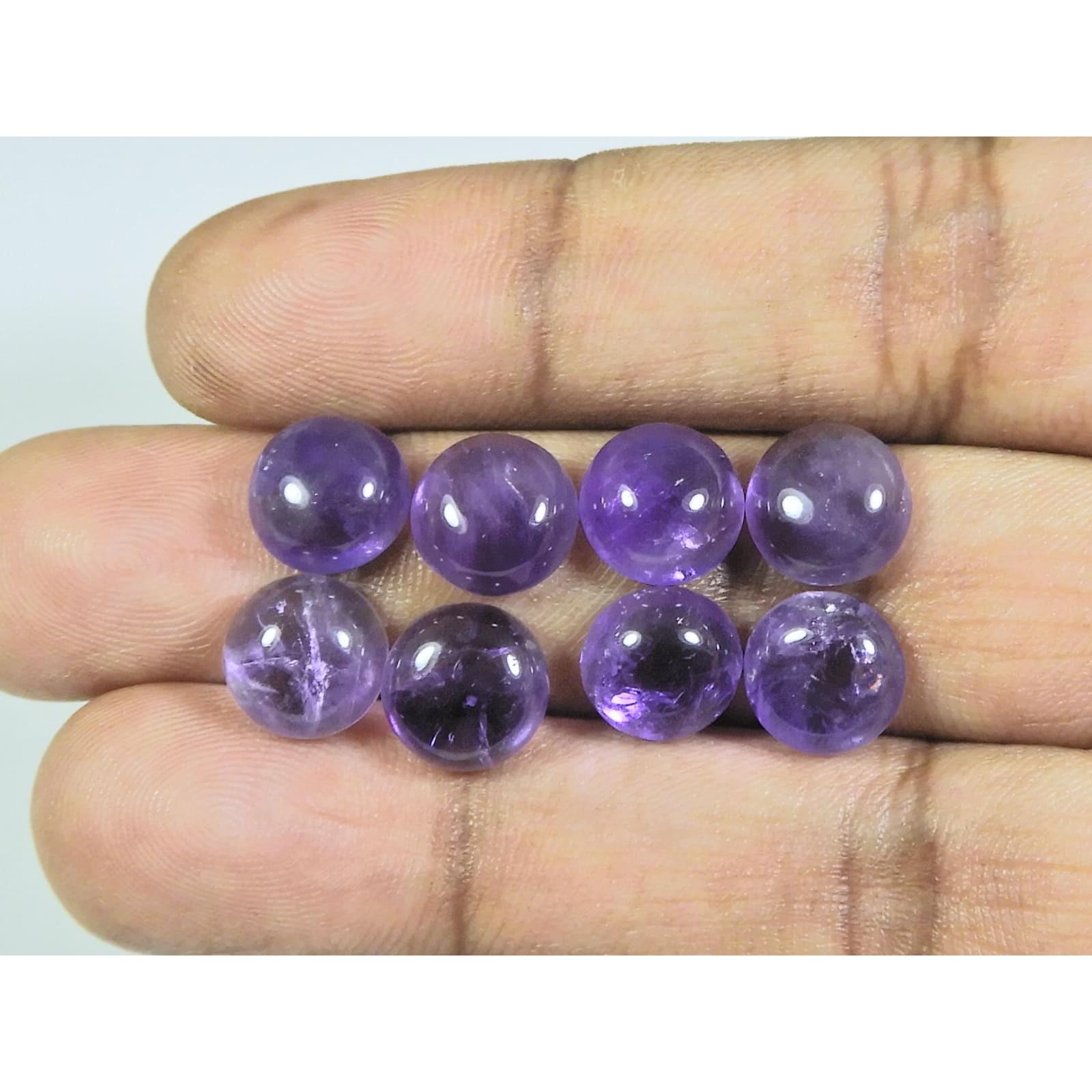 

Кольцо с натуральным аметистом 9 мм, размер, круглый кабошон, рассыпной драгоценный камень, лот 8 шт., 27 карат. А-444