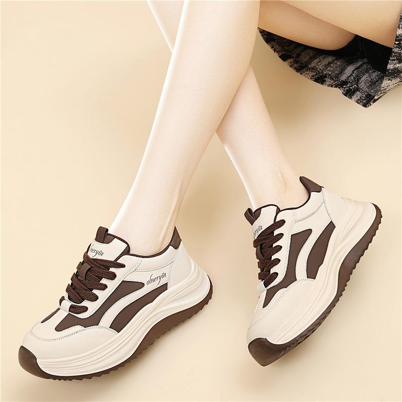 New autumn and winter platform versatile women's sports and leisure dad shoes front lace-up single shoes women's shoes