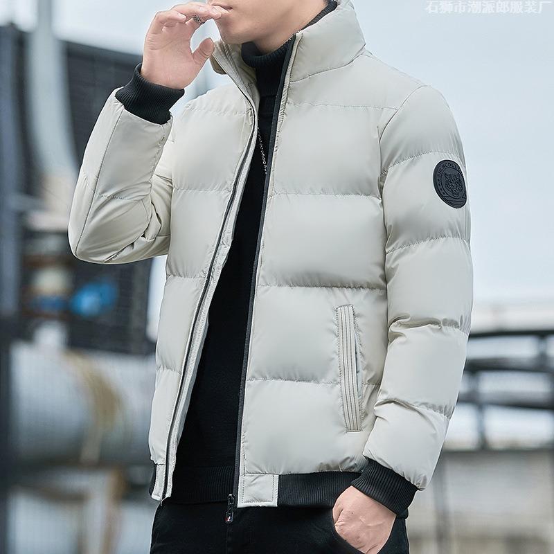 Padded-on men's winter new thickened padded jacket short stand-up collar loose casual feather jacket men's jacket trend