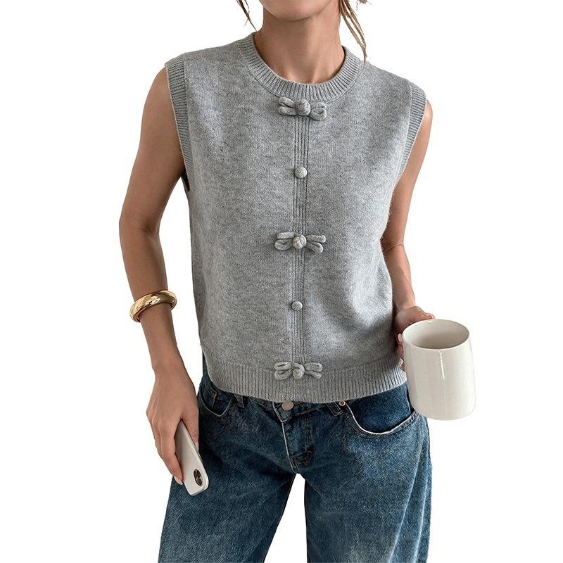 Women S Knitted Sleeveless Vest Casual Solid Color Top