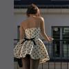 Winter New Women's Clothing Fashion High Sense Polka Dot Printing Retro Tube Top Slim Sexy Dress
