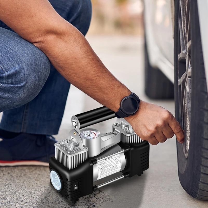 Portable Dual Cylinder Air Pump Heavy Duty Car Tire Inflator 150PSI Portable Air Compressor Portable Dual Purpose Air Pump