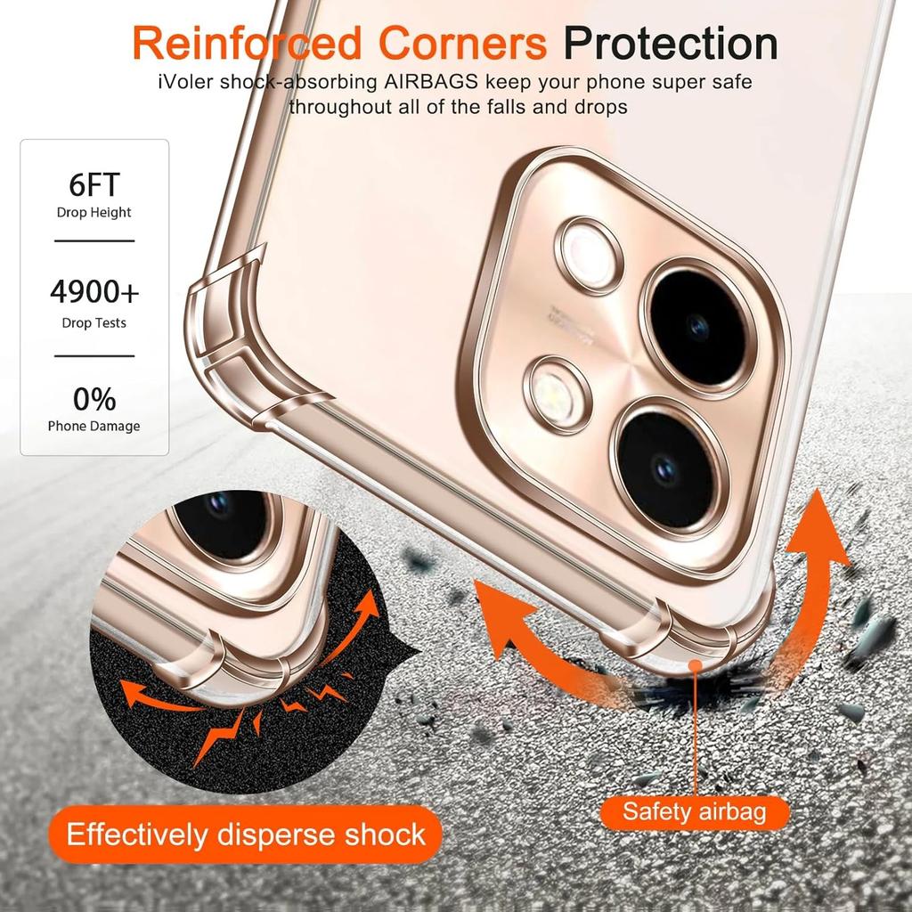 TPU Transparent Case for VIVO Y28 Y03 4G Y18 Y28S 5G Protective Cover Four Corners Shockproof Bumper Coque Fundas