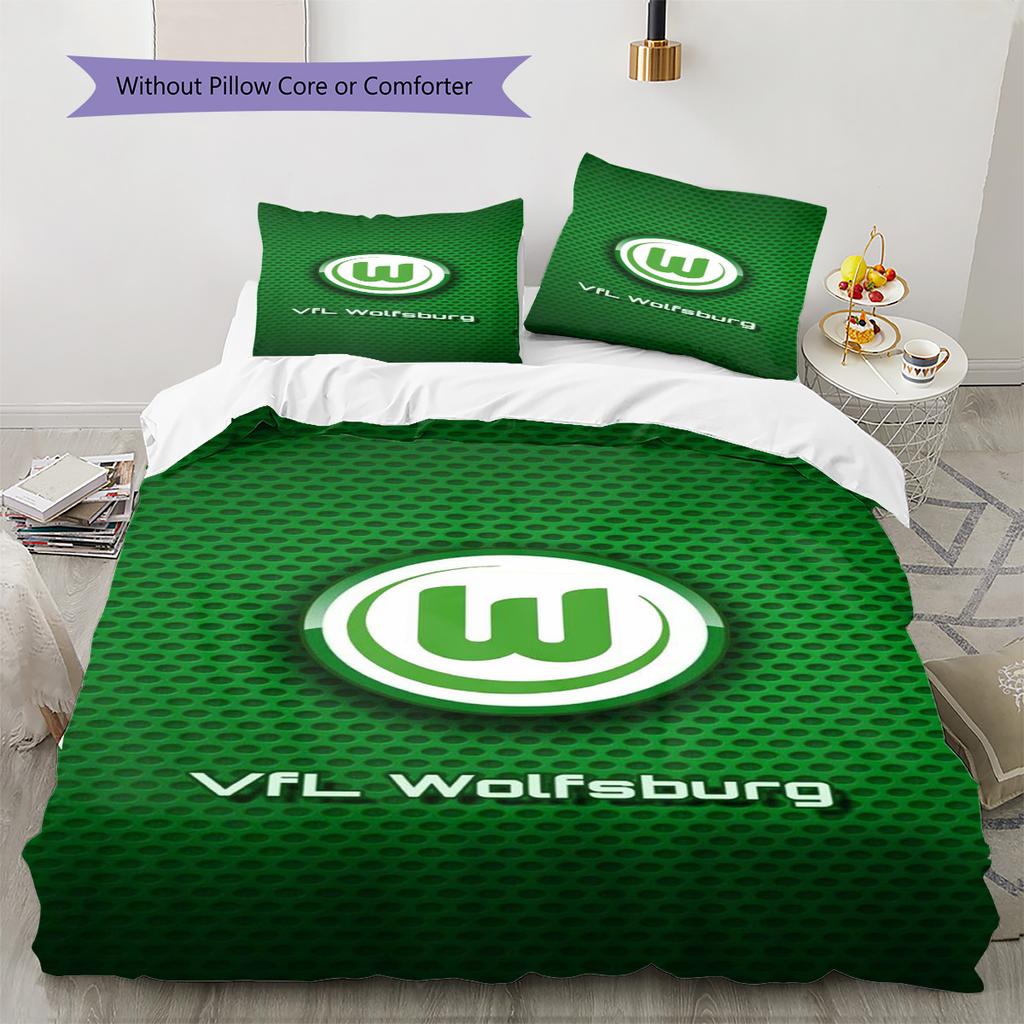 VfL Wolfsburg Pattern Bedding Set Quilt Cover Pillowcase Home Decor Gift (1 * duvet cover + 2 * pillowcase, without core)