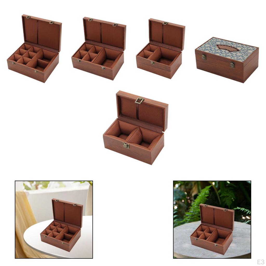 Original Solid Wood Tea Box with Optimized Space for Cups And Teapots, Secure Closure, Soft