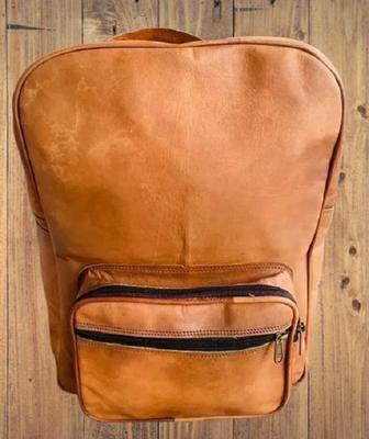 Leather Goat Bag Backpack Rucksack Vintage Messenger Real Laptop Brown Bag.