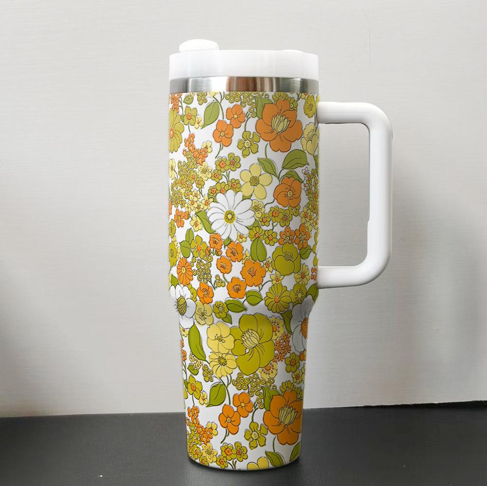 Flower Tumbler 40oz Ice Cup Large Capacity Car Cup Beer Cup