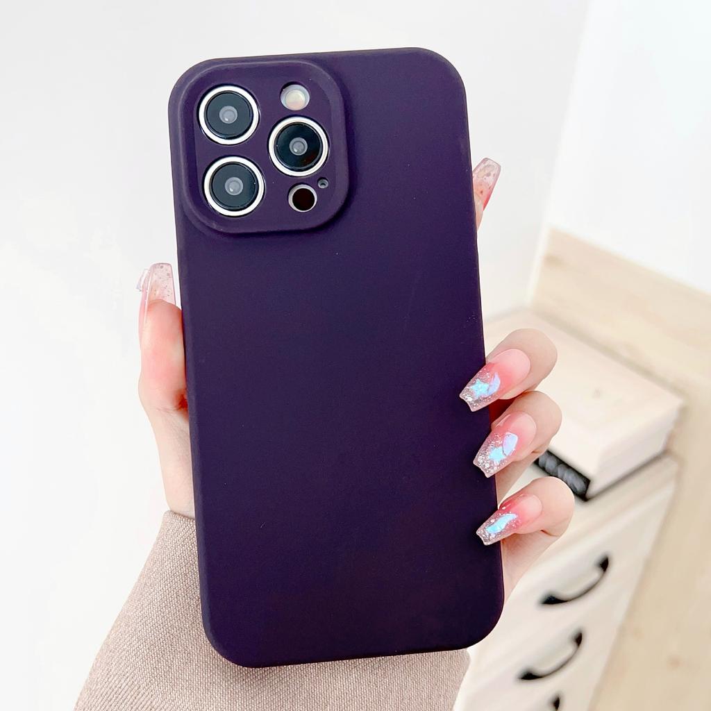 Liquid Apple Silicone Thickened Case Suitable for Apple 15PROMAX mobile phone case iPhone11 solid color 13/14