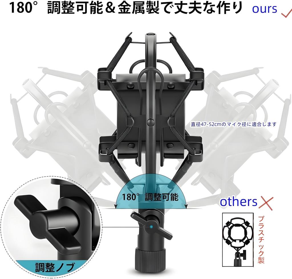 ROTKUEIEE Desktop Microphone Stand Shock Mount Pop Filter Adjustable Noise Telescopic Design for Condenser Suitable for and Includes Microphone Holder