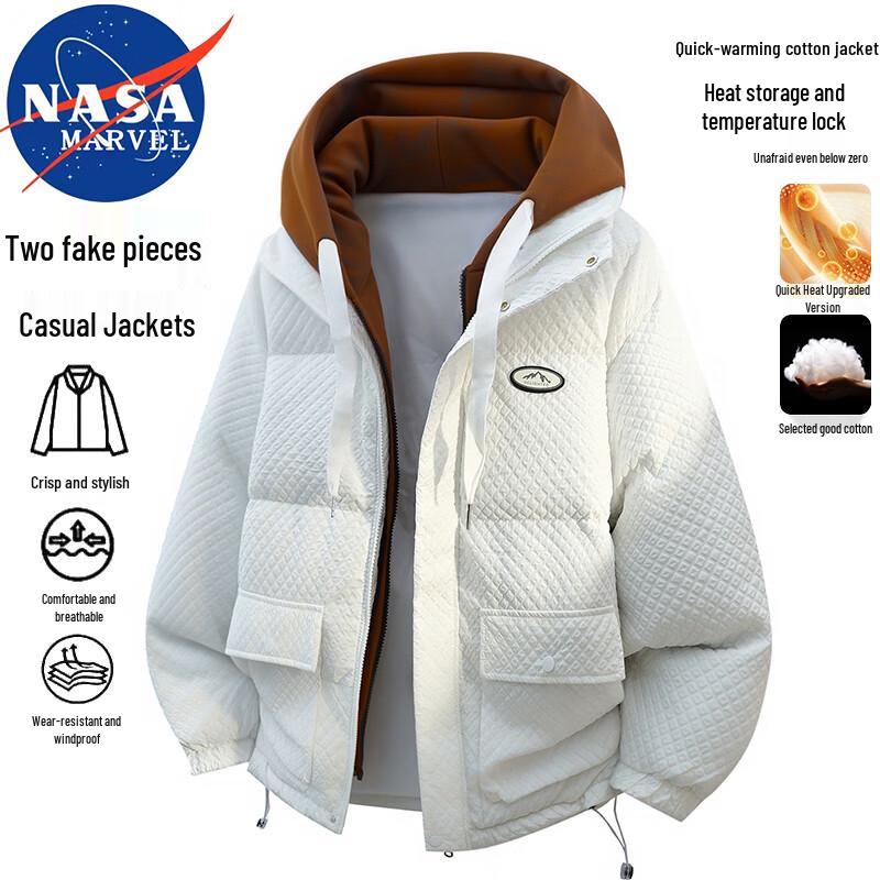 

NASA MARVEL Men s Faux Two-Piece Hooded Padded Jacket M