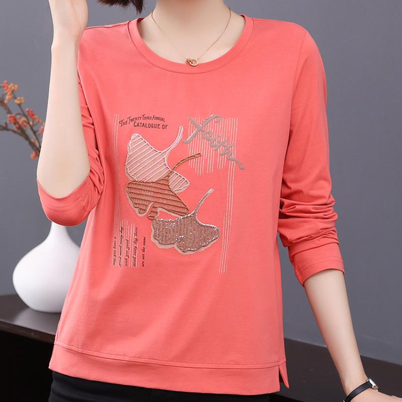 Tricou cu mâneci lungi pentru femei, de primăvară și toamnă, mărime mare, cămașă de dedesubt, bumbac pur, haine pentru femei